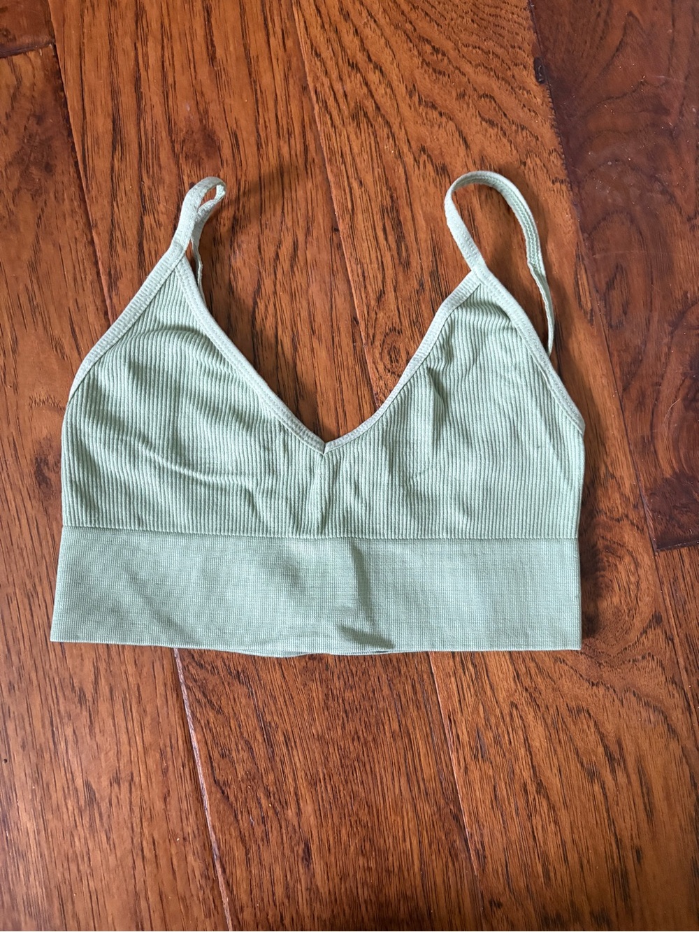 Ribbed Light Green Seamless Bralette - Women's Intimates